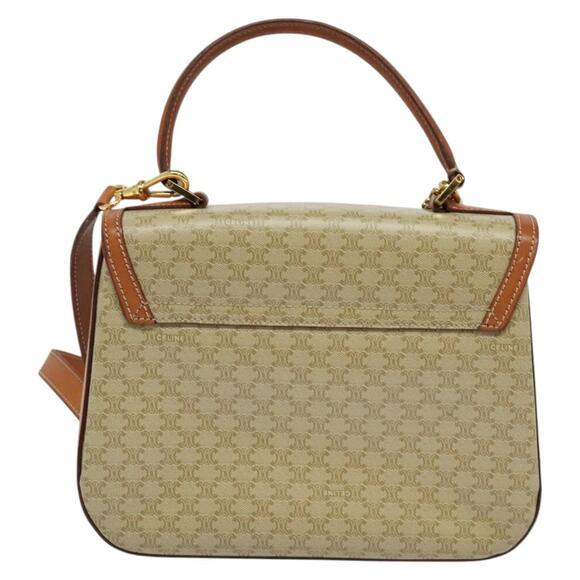 CELINE Macadam Canvas Hand Bag Pvc Beige Gold - Picture 3 of 13